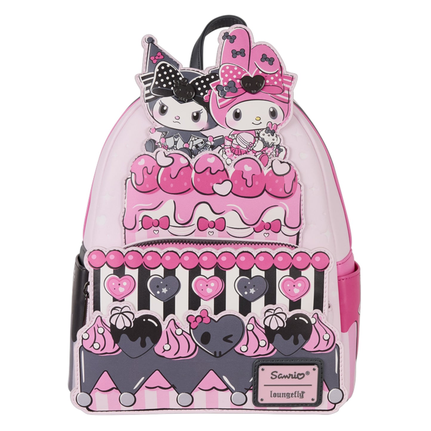 Backpack with My Melody & Kuromi Cake characters on a white background