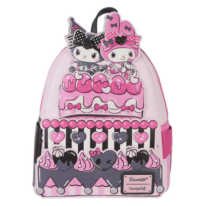 Backpack with My Melody & Kuromi Cake characters on a white background