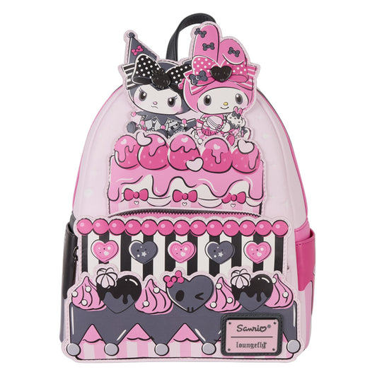 Backpack with My Melody & Kuromi Cake characters on a white background