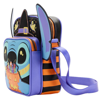 Halloween-themed crossbody bag with Lilo and Stitch Glow Halloween Candy design on a white background