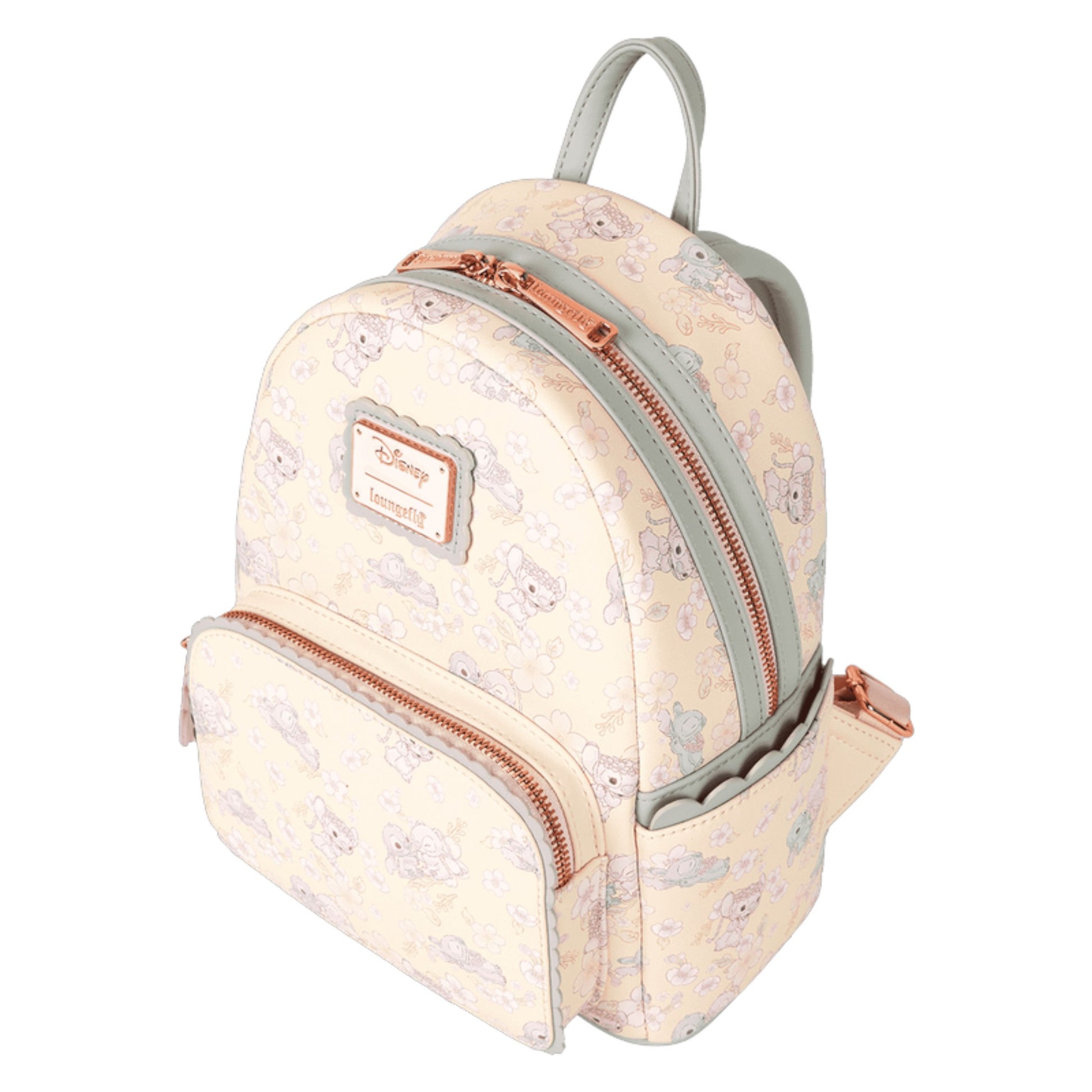 Small backpack with Stitch & Angel Cherry Blossom pattern on a white background