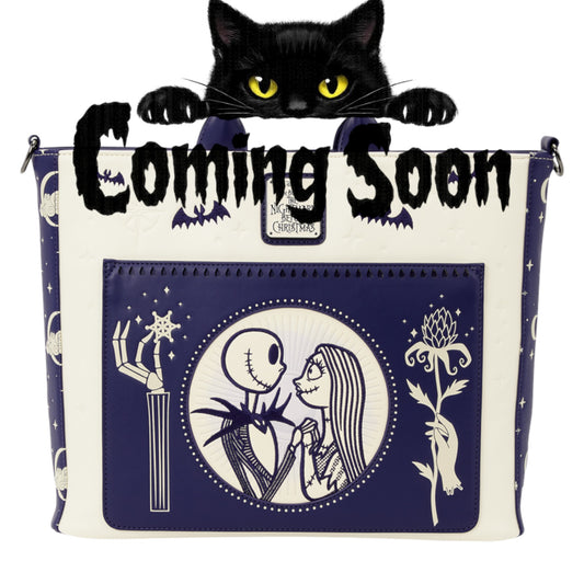 Loungefly New The Nightmare Before Christmas Jack Skellington & Sally Night Sky Convertible Backpack and Tote Crossbody Bag