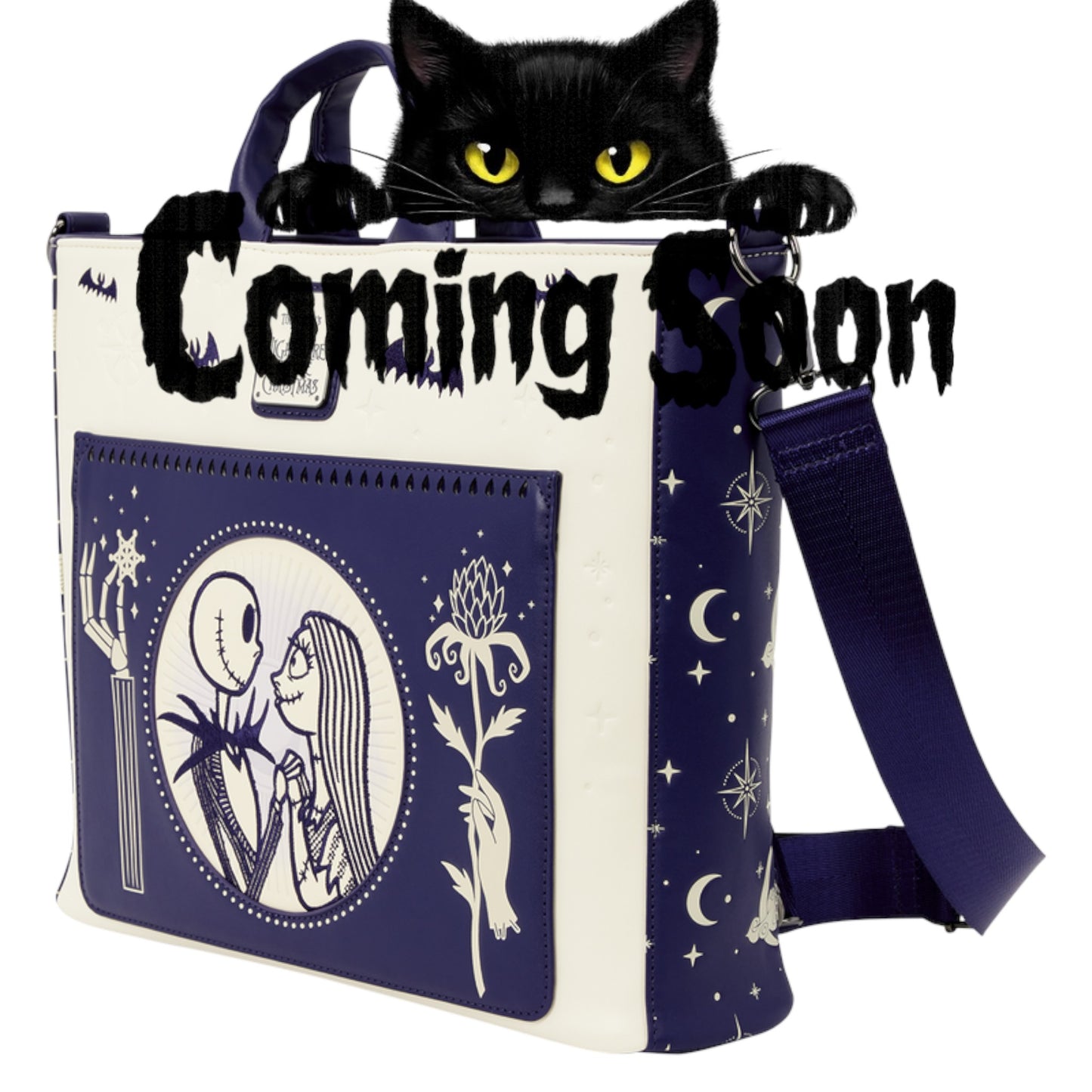 Loungefly New The Nightmare Before Christmas Jack Skellington & Sally Night Sky Convertible Backpack and Tote Crossbody Bag