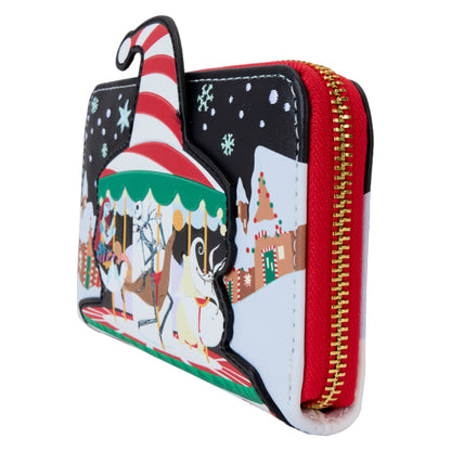  wallet with a design of The Nightmare Before Christmas Town Carousel on a white background
