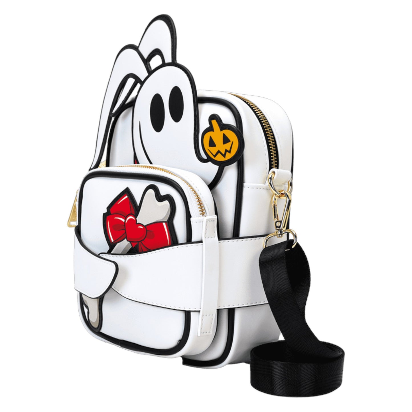 Zero Crossbuddies bag with a bow and pumpkin patch design on a white background