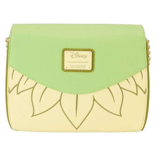 Green and yellow handbag with Disney logo on a white background