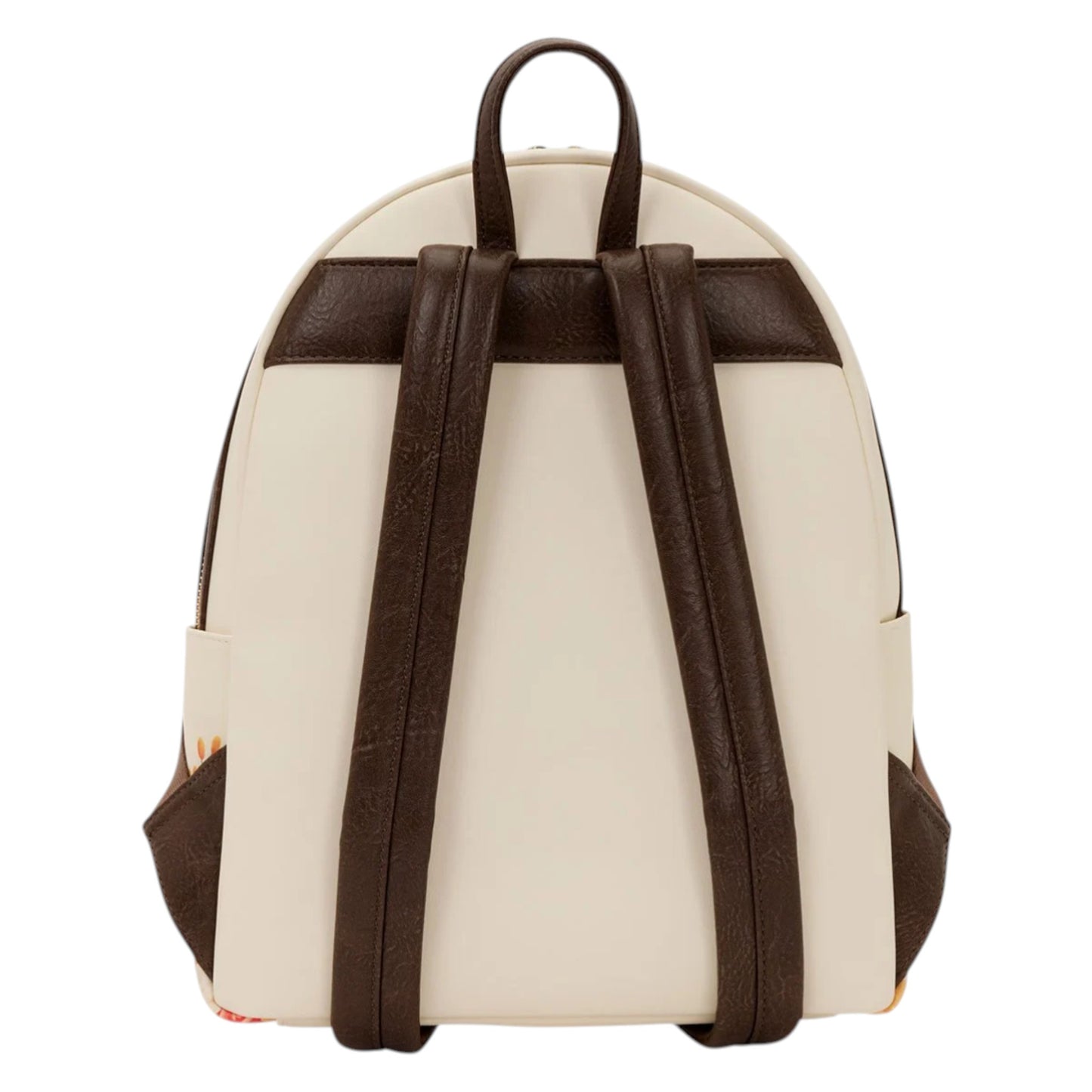 Winnie the Pooh Floral Bee Mid-Size Backpack with brown straps on a white background