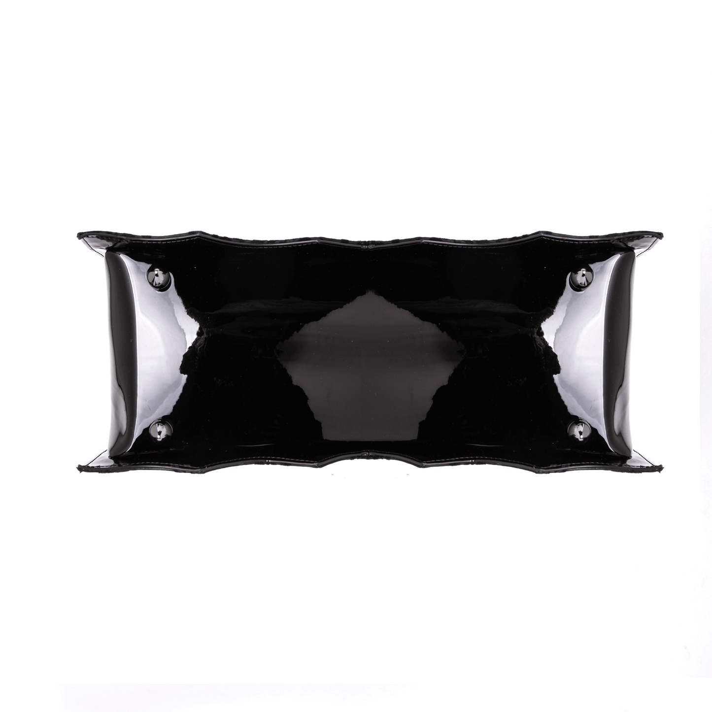 Bottom of bat shaped bag on a white background
