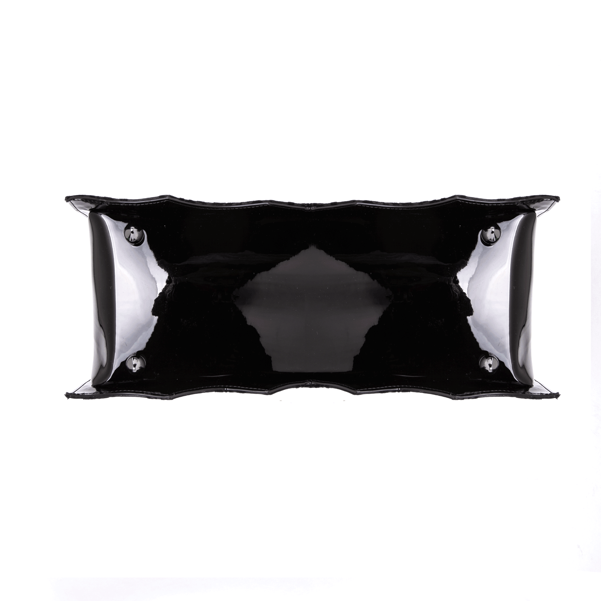 Bottom of bat shaped bag on a white background
