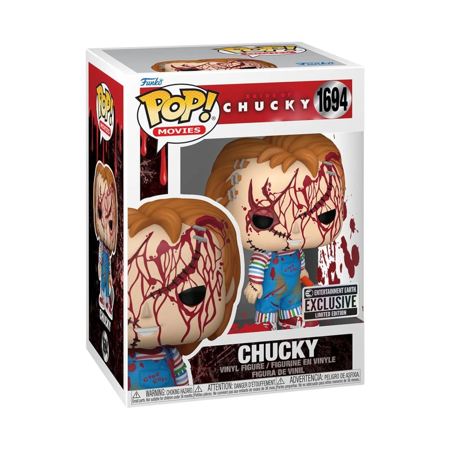 Funko Pop! Bride of Chucky Chucky (Bloody) #1694 Vinyl Figure in packaging on a white background