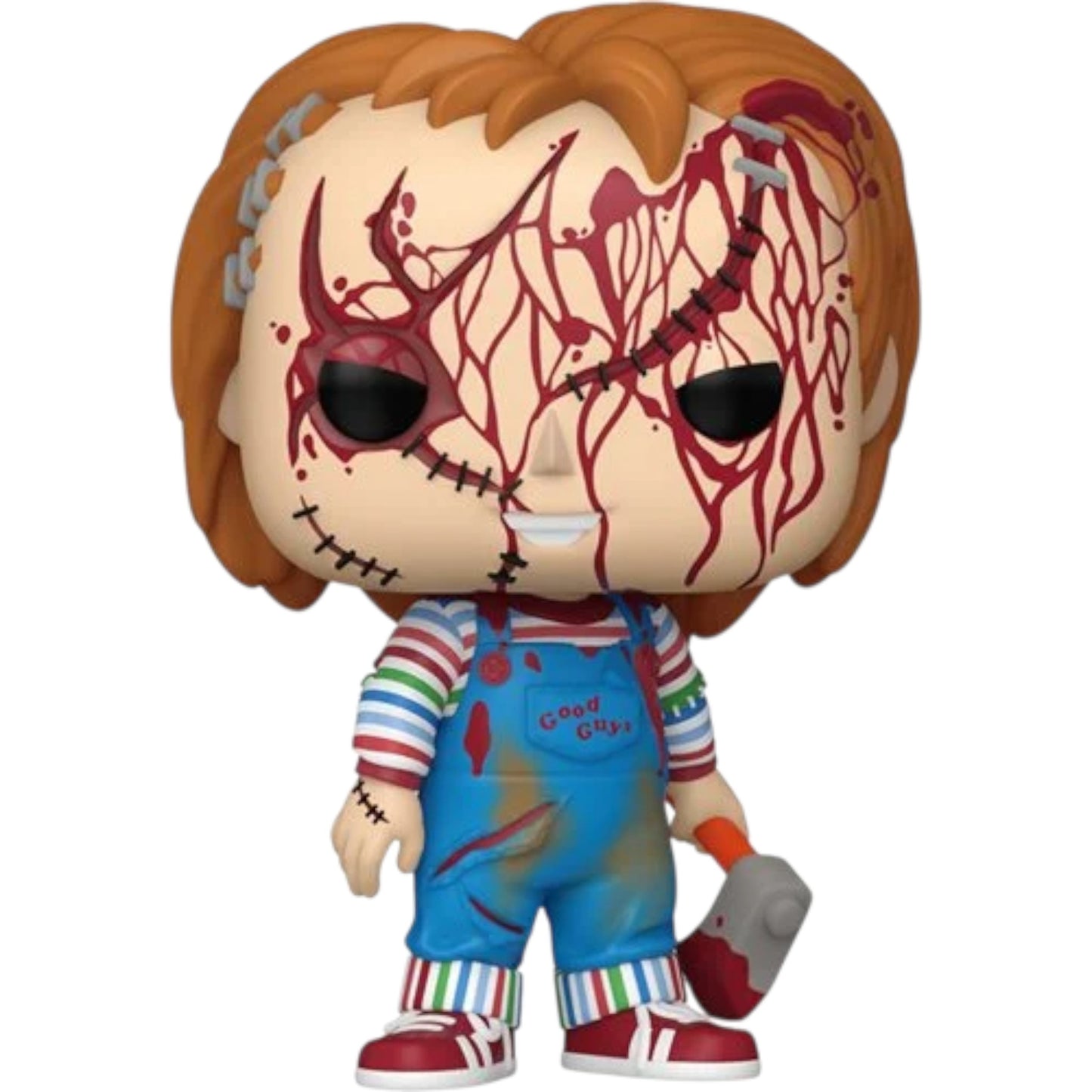 Funko Pop! Bride of Chucky Chucky (Bloody) #1694 Vinyl Figure holding bloody axe on a white background