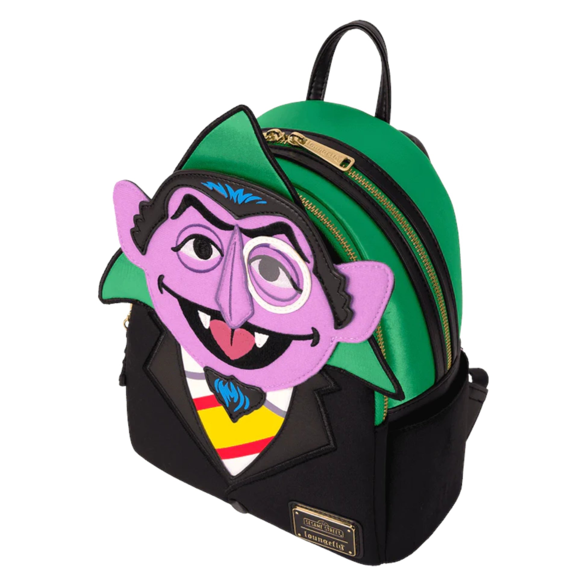 Backpack with Count von Count character design on a white background