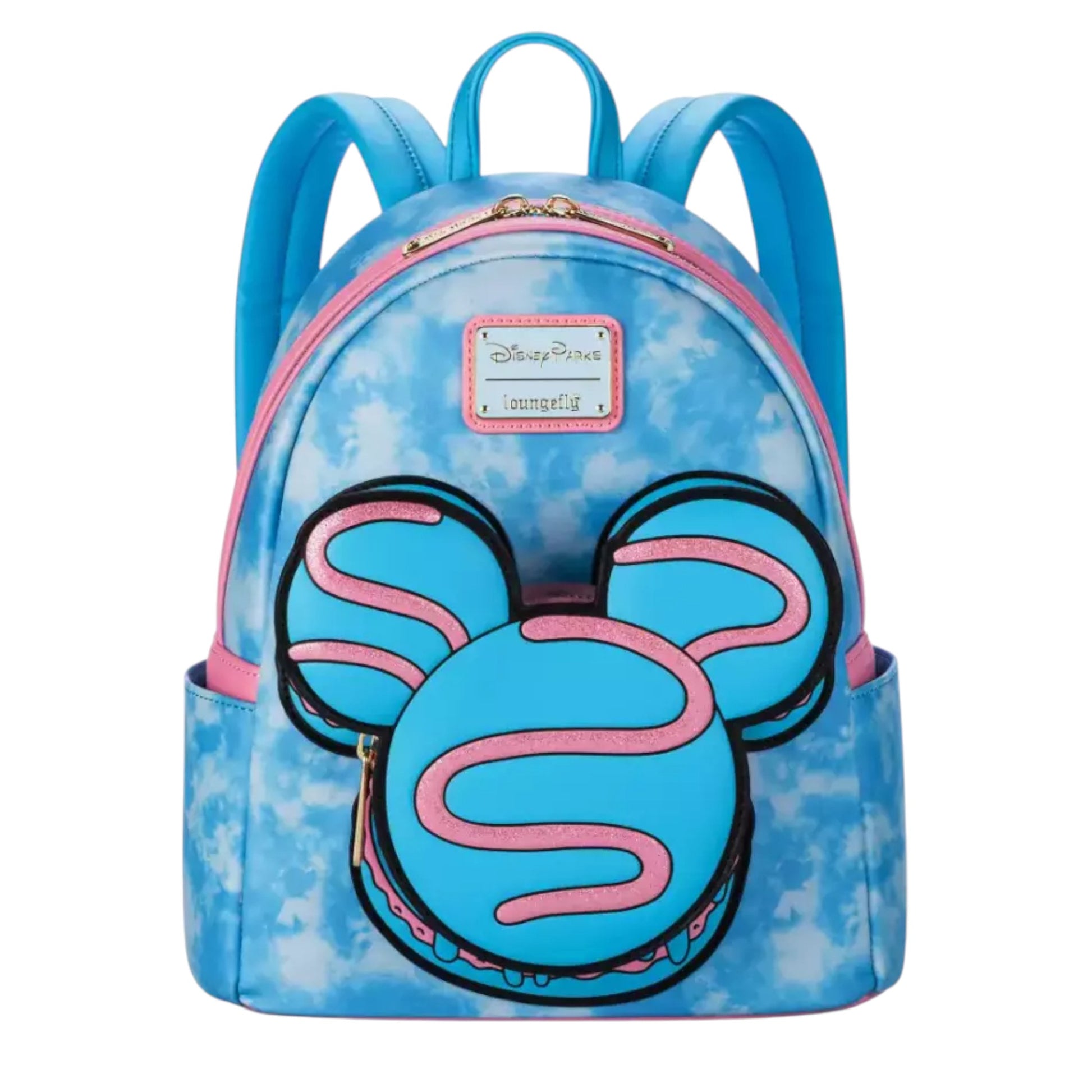 Blue Disney Eats Collection backpack with Mickey Mouse head Macaron  character design on a white background