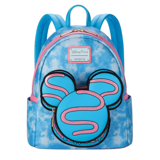 Blue Disney Eats Collection backpack with Mickey Mouse head Macaron  character design on a white background