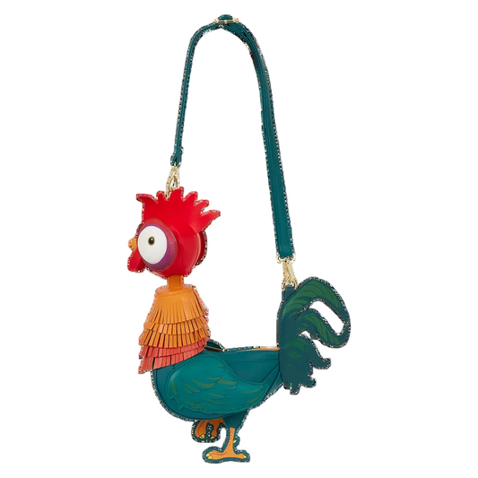 Colorful Hei Hei Figural Crossbody Bag on a white background