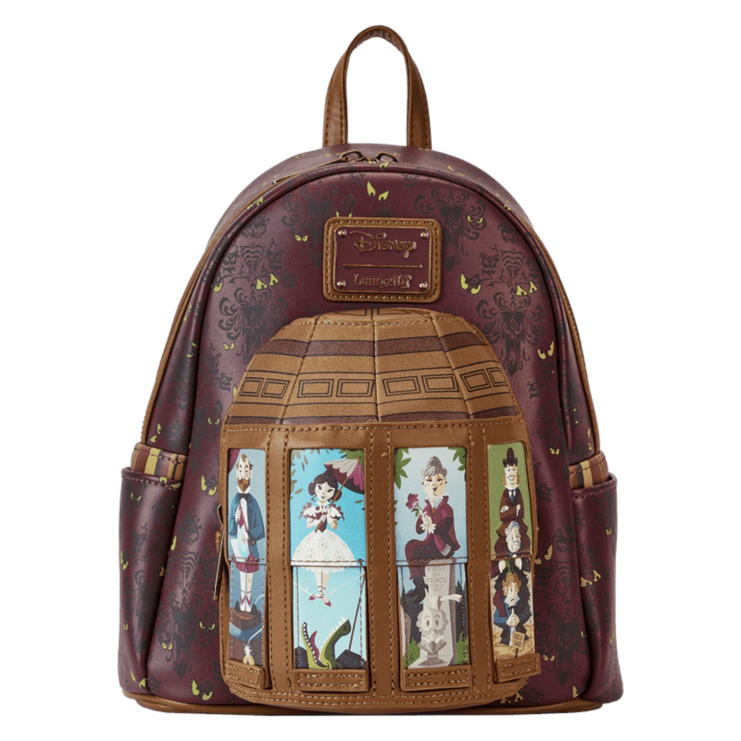 Backpack with Haunted Mansion Stretching Room Portraits design on a white background