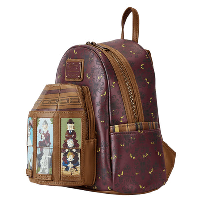 Backpack with Haunted Mansion Stretching Room Portraits character illustrations on a white background