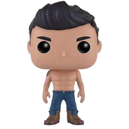 Pop vinyl figure of Jacob Black with a muscular build wearing blue jeans and brown boots on a white background
