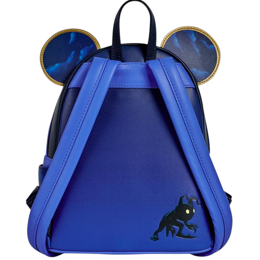 Blue mini backpack with Mickey Mouse ears on a white background