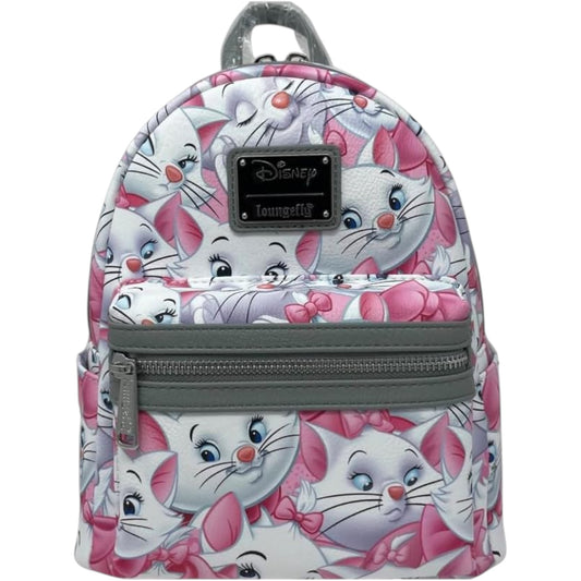 Backpack with Aristocats Marie pattern and Disney Loungefly logo on a white background