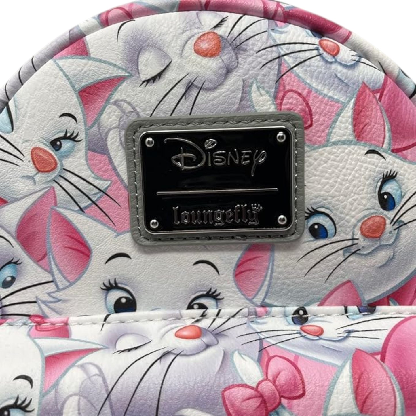 Backpack with Marie design featuring a Disney Loungefly logo, on a white background.