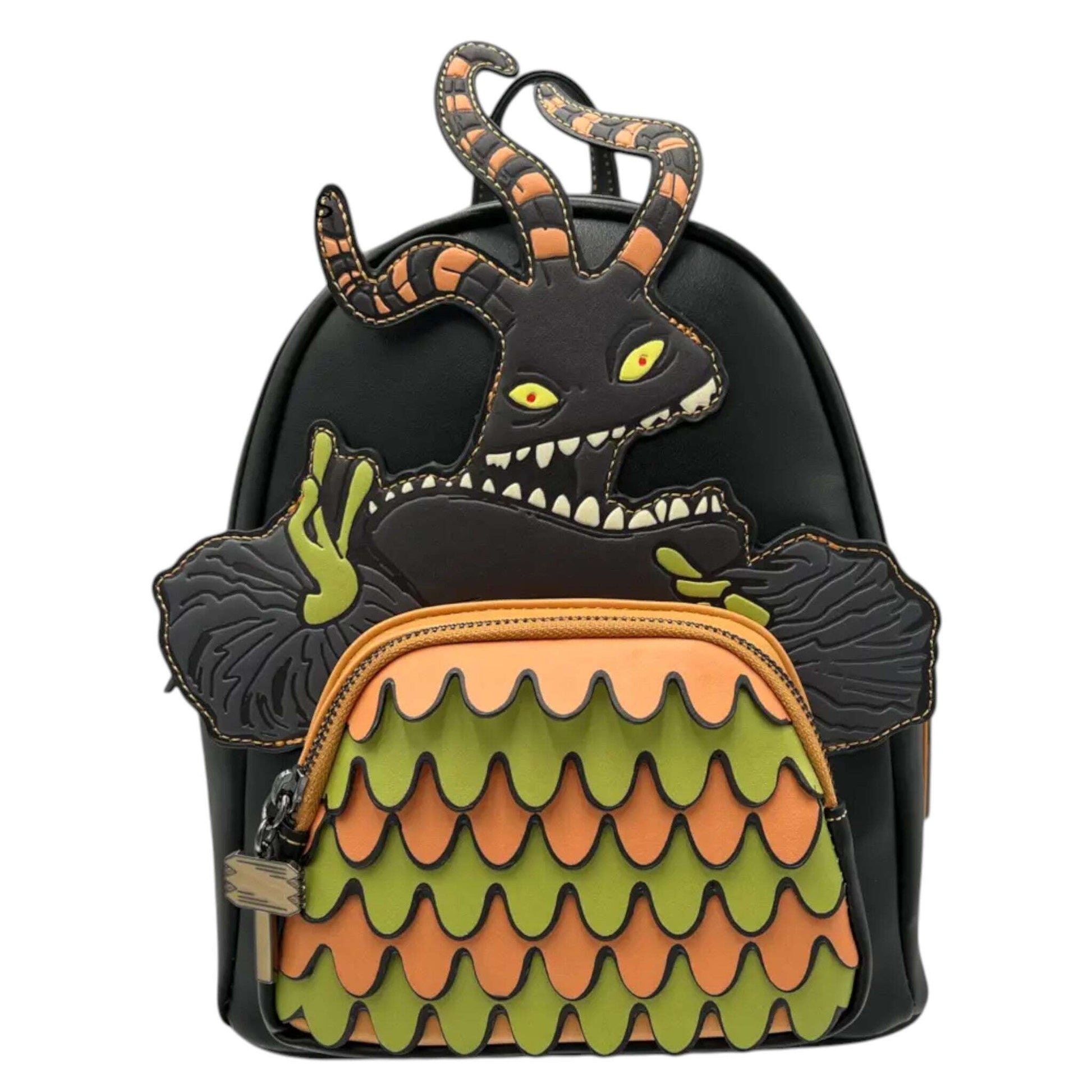 Backpack with a NBC Harlequin Demon design on a white background