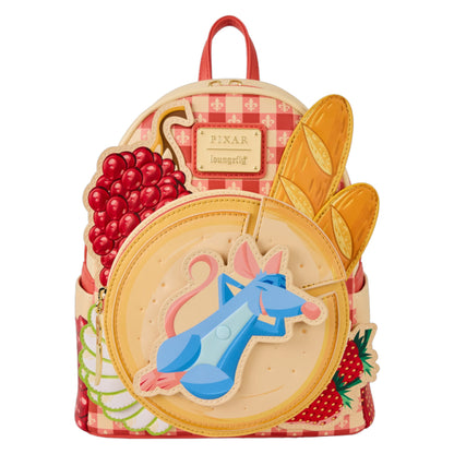 Backpack with Pixar Ratatouille Charcuterie design on a white background