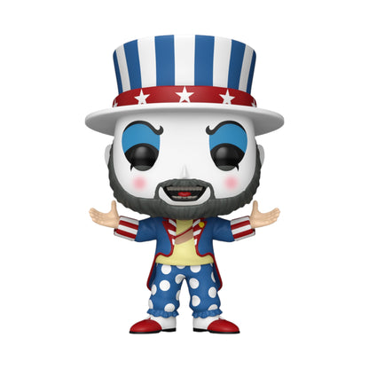 Funko Pop! vinyl figure of with a patriotic suit and top hat design on a white background