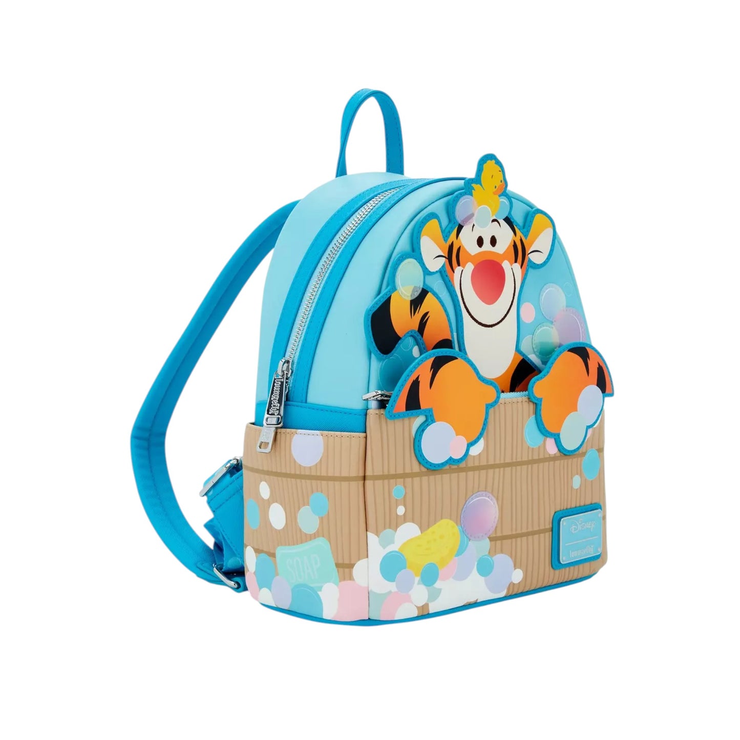Backpack with Tigger character in the bathtub  on a white background