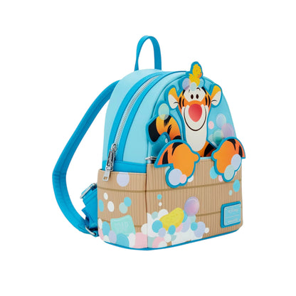 Backpack with Tigger character in the bathtub  on a white background